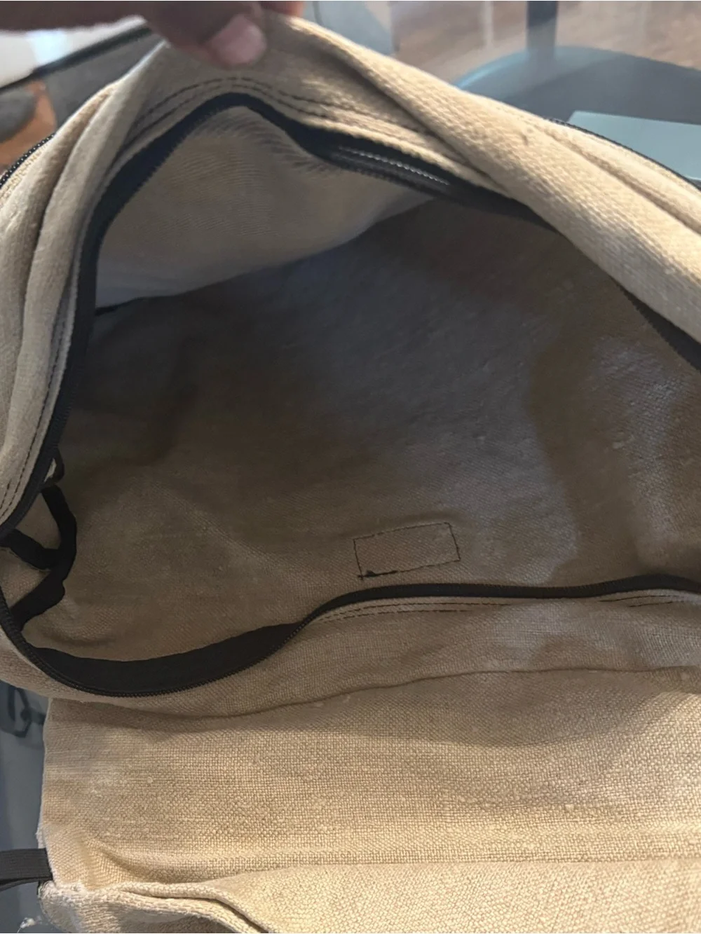 Neutral Cream Canvas Duffel Bag with Black Accents